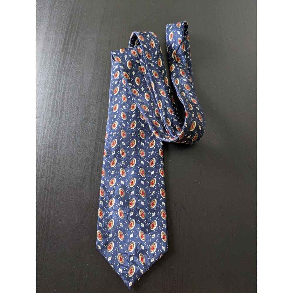 Vintage Christian Dior Monsieur Tie‎ Necktie Royal Print Blue USA Made